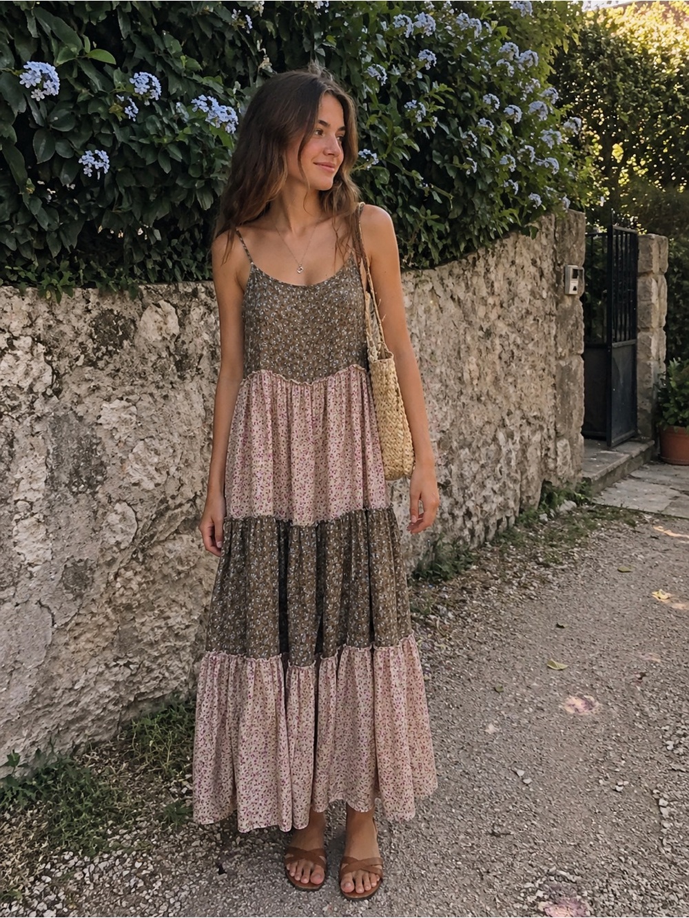 Natural Life Boho Kaia Maxi Neutral Floral Print Dress